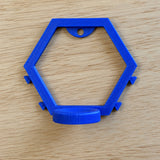 Blue modular golf ball display mount shown from the front